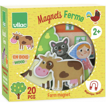 Vilac drevené magnetky Farma (20 ks)