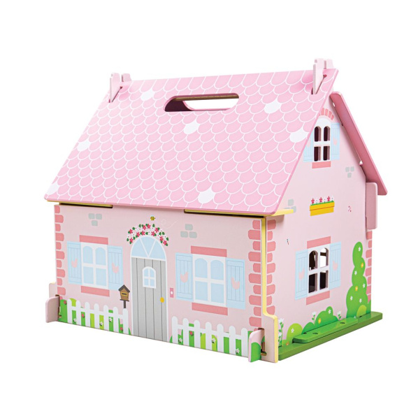 Bigjigs Toys Přenosný dřevěný domeček pro panenky Bigjigs Toys Přenosný dřevěný domeček pro panenky