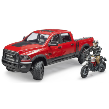 BRUDER 2502 Terénní auto RAM + motorka Ducati Desert