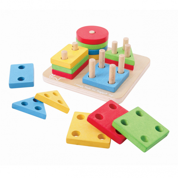 Bigjigs Baby Nasazování barevných tvarů na tyče Bigjigs Baby Nasazování barevných tvarů na tyče