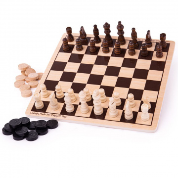 Bigjigs Toys – Drevené šachy a dáma