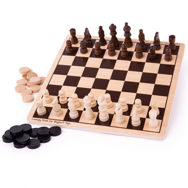Bigjigs Toys – Drevené šachy a dáma Bigjigs Toys – Drevené šachy a dáma