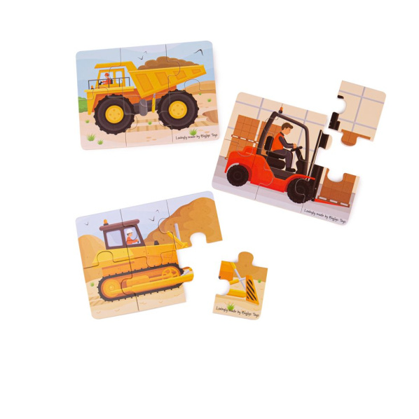 Bigjigs Toys Puzzle 3v1 Stavební stroje Bigjigs Toys Puzzle 3v1 Stavební stroje