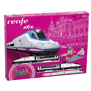 Pequetren VYSOKORÝCHLOSTNÝ VLAK RENFE AVE s modelom mesta a horským tunelom