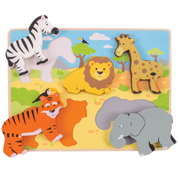Bigjigs Toys Hrubé vkládací puzzle safari Bigjigs Toys Hrubé vkládací puzzle safari