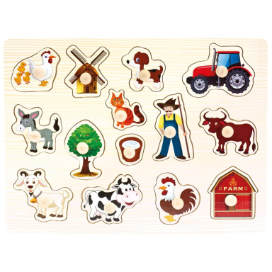 Bino Drevené puzzle farma, 14 dielikov