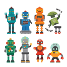Petit Collage Magnetická knížka Roboti