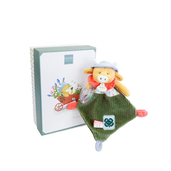Doudou Dárková sada Plyšová kravička Aneth s chrastítkem 21 cm Doudou Dárková sada Plyšová kravička Aneth s chrastítkem 21 cm
