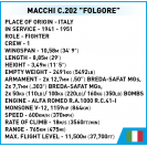 COBI 5760 Talianske stíhacie lietadlo Macchi C. 202 FOLGORE