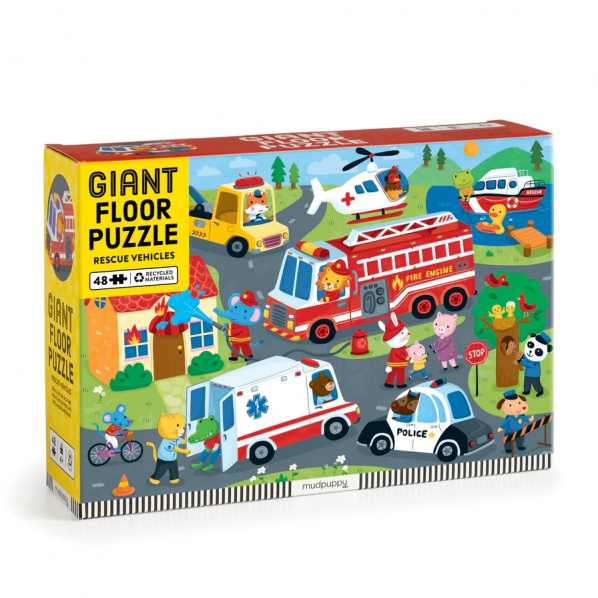 Mudpuppy Velké podlahové puzzle Záchranná vozidla 48 dílků