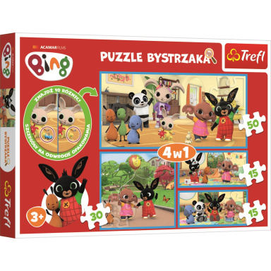 TREFL Puzzle s hledáním rozdílů Králíček Bing 4v1 (15,15,30,50 dílků)