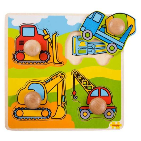 Bigjigs Toys Vkládací puzzle stavební stroje