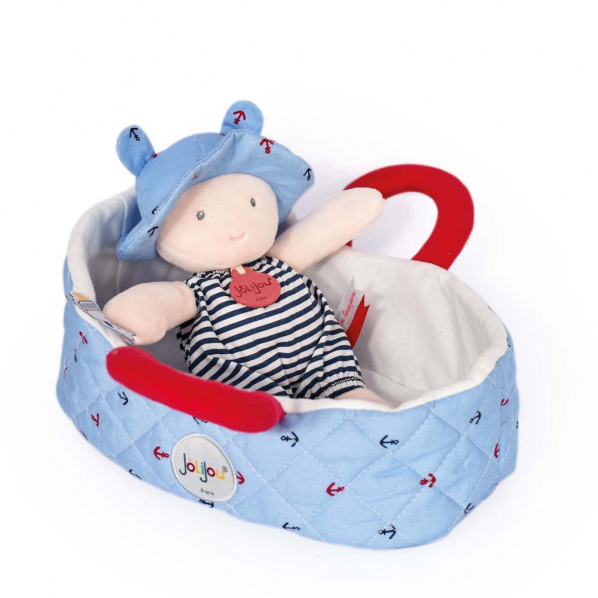 Doudou Jolijou Panenka v modré přenášecí tašce 20 cm Doudou Jolijou Panenka v modré přenášecí tašce 20 cm
