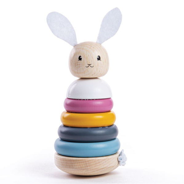 Bigjigs Baby Dřevěná motorická nasazovací věž králíček Bigjigs Baby Dřevěná motorická nasazovací věž králíček