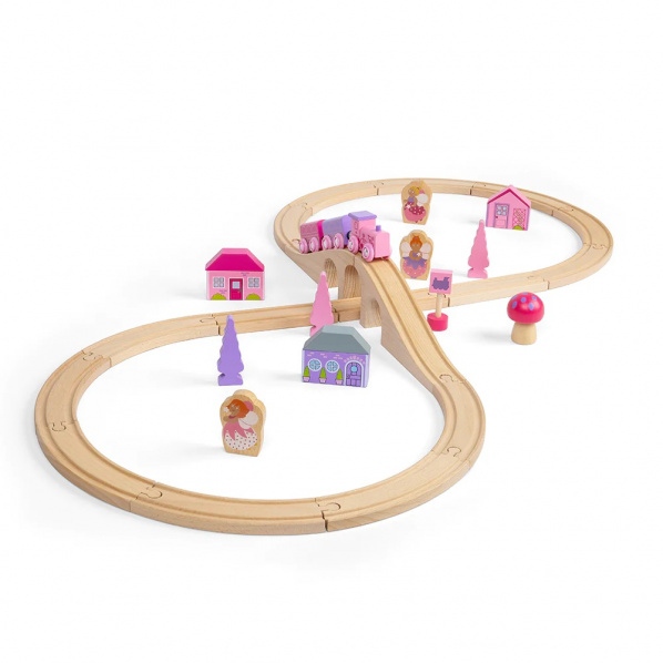 Bigjigs Rail Drevená vláčikodráha osmička pre princezné 35 dielov Bigjigs Rail Drevená vláčikodráha osmička pre princezné 35 dielov