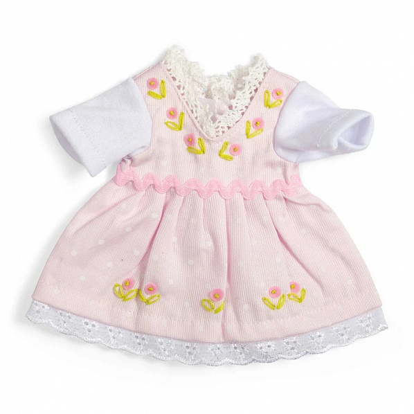 Bigjigs Toys Růžové šaty s bílým tričkem pro panenku 28 cm
