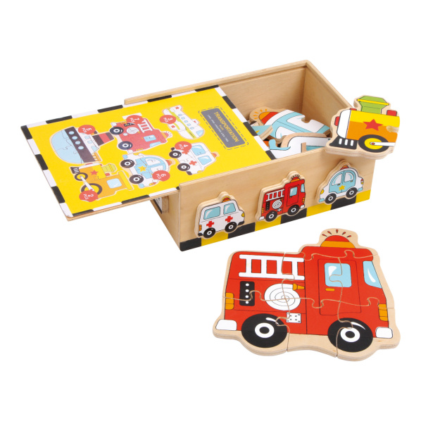 Small Foot Dřevěné hračky puzzle Box vozidla Small Foot Dřevěné hračky puzzle Box vozidla