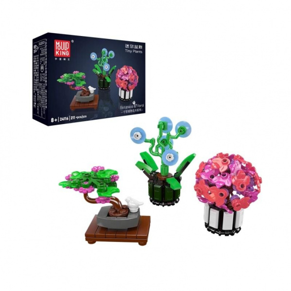 Mould King 24116 Mini kvety v kvetináči – Hortenzia, Bonsaj sakury, Kvet múdrosti