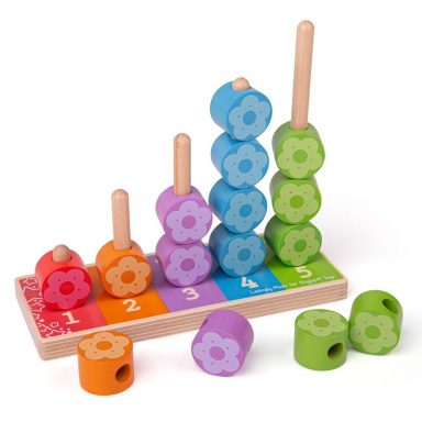 Bigjigs Baby – Nasadzovanie: farebné kvetinky