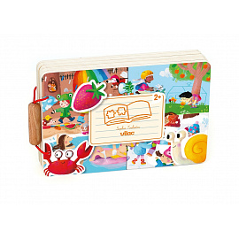 Vilac Dřevěná knížka s puzzle 4 roční období