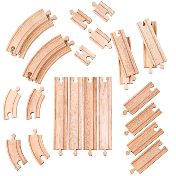 Bigjigs Rail Drevené koľaje set 24 dielov Bigjigs Rail Drevené koľaje set 24 dielov