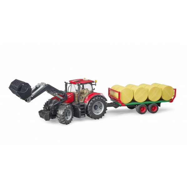 Bruder 3198 Traktor CASE IH OPTUM 300CVX + Vozidlo na balíky