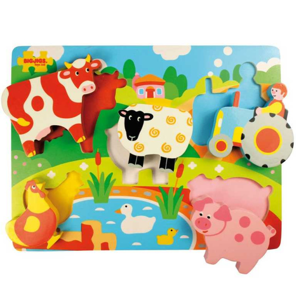 Bigjigs Toys Dřevěné vkládací puzzle Farma