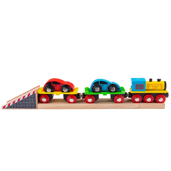 Bigjigs Rail Nákladný vlak s autami a koľajami Bigjigs Rail Nákladný vlak s autami a koľajami