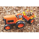 Green Toys Traktor s vlečkou oranžový