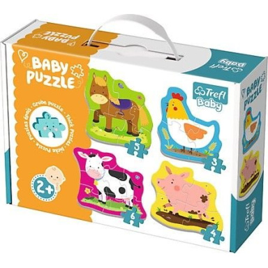 TREFL Baby puzzle Zvieratá na farme 4 v 1 (3, 4, 5 a 6 dielikov)