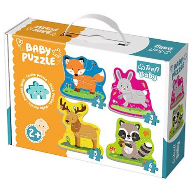 TREFL Baby puzzle Zvieratá v lese 4 v 1 (3, 4, 5 a 6 dielikov)