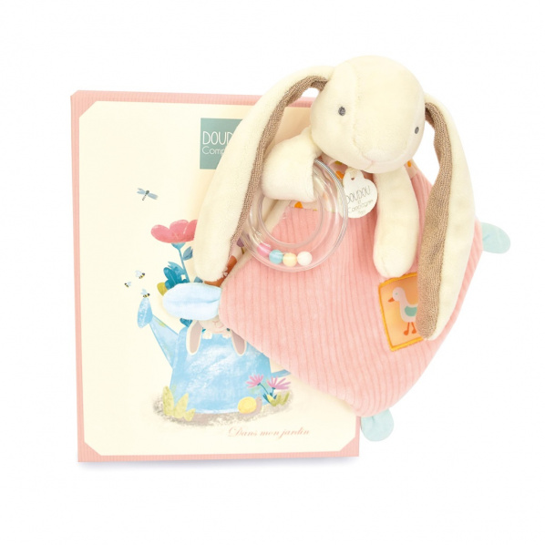 Doudou Dárková sada růžová Králíček Ciboulette s chrastítkem 21 cm Doudou Dárková sada růžová Králíček Ciboulette s chrastítkem 21 cm