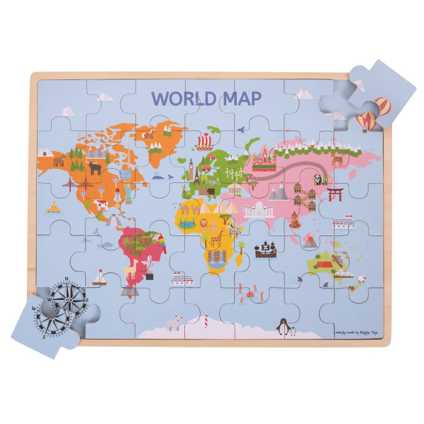 Bigjigs Toys Dřevěná puzzle mapa světa