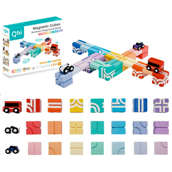 Qbi 129 Creator Infinite STEM Track – kreatívna magnetická stavebnica s autíčkami