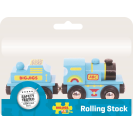 Bigjigs Rail Modrá mašinka s tendrom + 2 koľaje