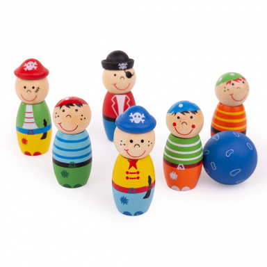 Bigjigs Toys Dřevěné kuželky Piráti