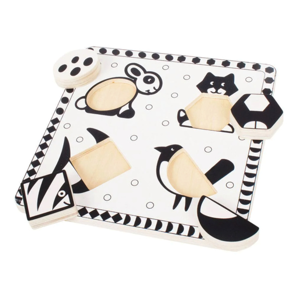 Bigjigs Toys Drevené vkladacie puzzle čiernobiele tvary 2 Bigjigs Toys Drevené vkladacie puzzle čiernobiele tvary 2