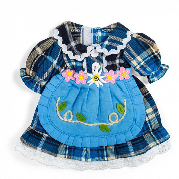 Bigjigs Toys Modré kostkované šaty pro panenku 34 cm Bigjigs Toys Modré kostkované šaty pro panenku 34 cm