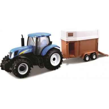 Bburago 1:32 Farm Traktor New Holland s vlečkou pro koně