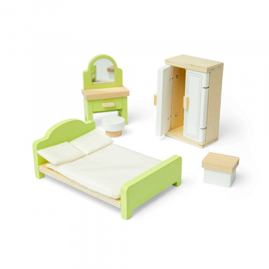 Bigjigs Toys Dřevěný nábytek do domečku pro panenky Ložnice