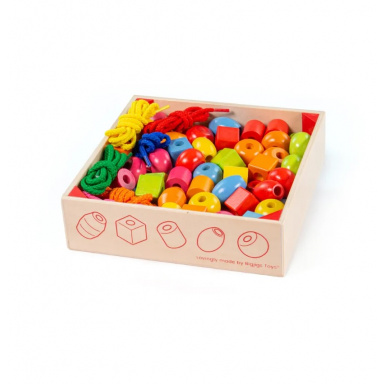 Bigjigs Toys Dřevěné navlékací korálky v bedýnce