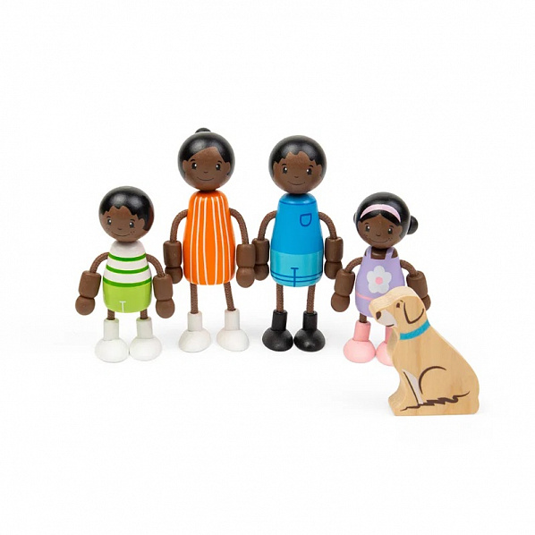 Tidlo Dřevěné panenky do domečku Africká rodina