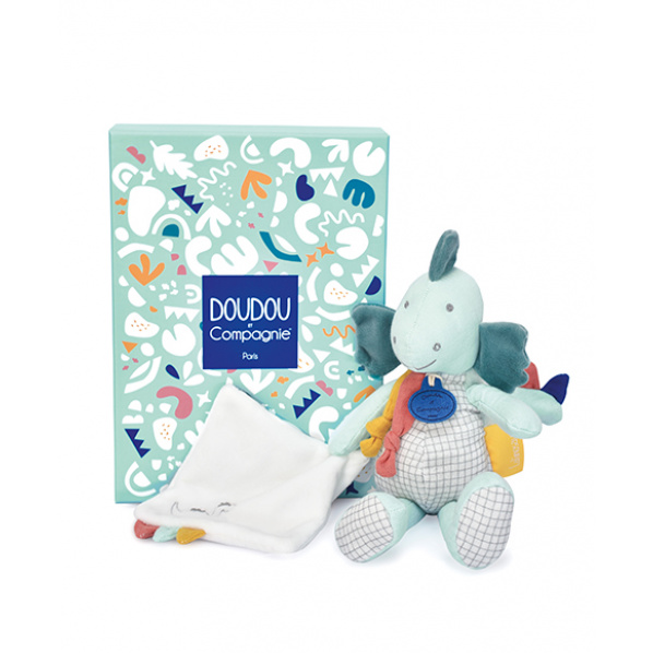 Doudou Dárková sada - Plyšový dinosaurus s dečkou 25 cm zelený Doudou Dárková sada - Plyšový dinosaurus s dečkou 25 cm zelený