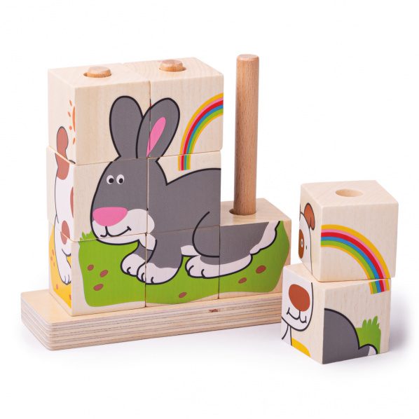 Bigjigs Baby Nasazovací kostky zvířátka Bigjigs Baby Nasazovací kostky zvířátka