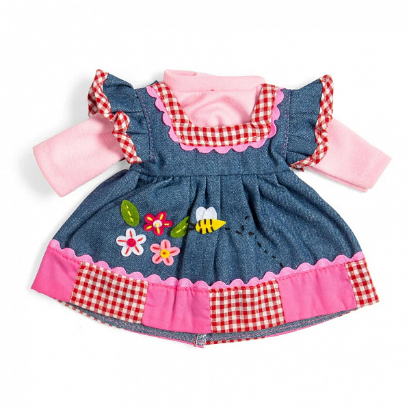 Bigjigs Toys Džínové šaty s růžovým lemem pro panenku 34 cm Bigjigs Toys Džínové šaty s růžovým lemem pro panenku 34 cm
