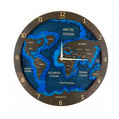 BusyKids Nástěnné hodiny Mapa světa tmavé