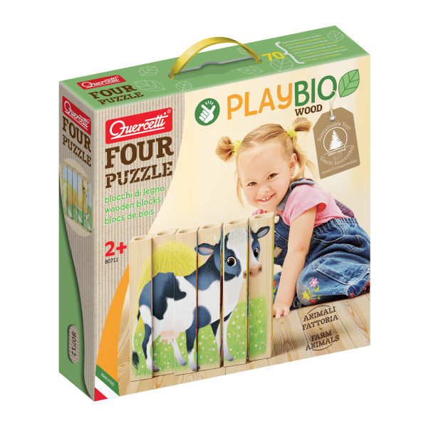 Quercetti 80712 PlayBio - Four Puzzle Zvieratá na statku Quercetti 80712 PlayBio - Four Puzzle Zvieratá na statku