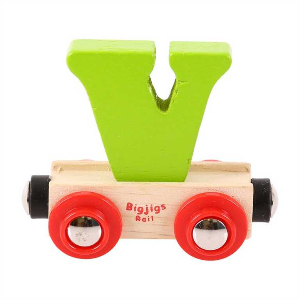 Bigjigs Rail Vagónik drevené vláčikodráhy - Písmeno V Bigjigs Rail Vagónik drevené vláčikodráhy - Písmeno V