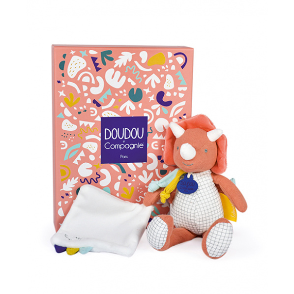Doudou Dárková sada - dinosaurus s dečkou 25 cm Doudou Dárková sada - dinosaurus s dečkou 25 cm