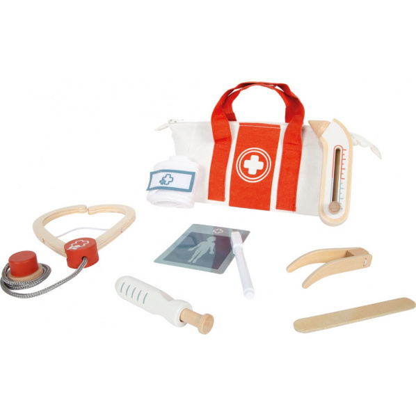 small foot Doktorský set s červeno-bílou lékařskou taškou